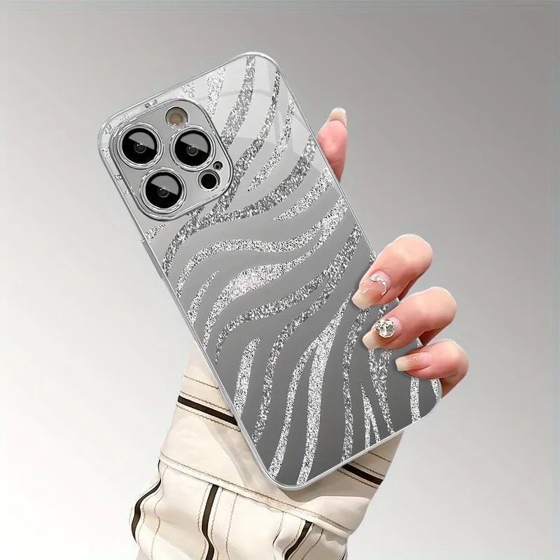 Sparkling Zebra Stripes Tempered Glass Phone Case - Shockproof Cover
