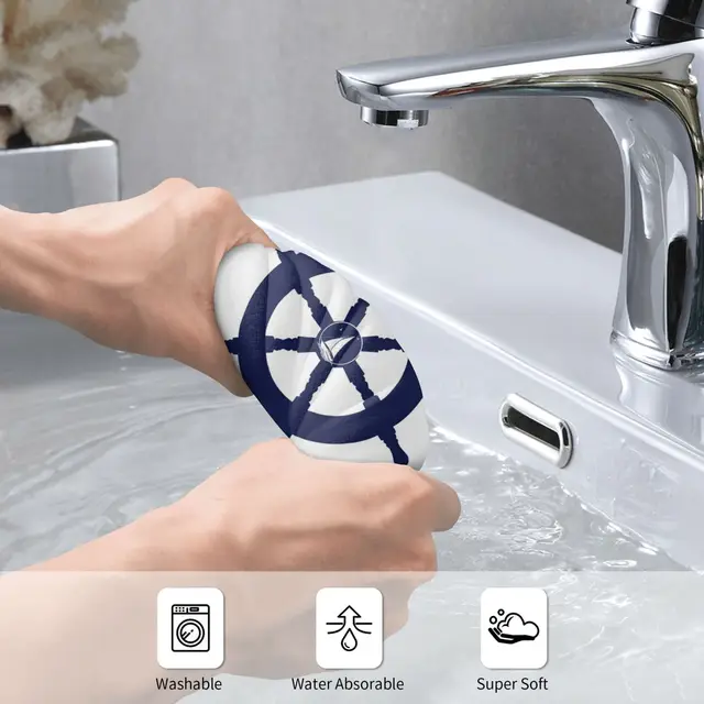 Nordic dark blue sailing series rudder household bathroom towel hotel towel bathroom microfiber towel 40*70 can be customized 4