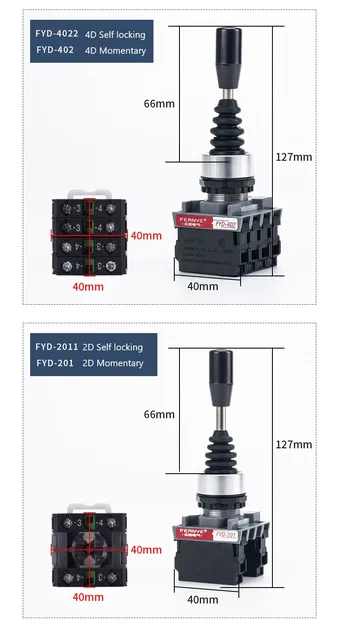 2 Interruttori A Bilanciere 22mm 4 Vie - Joystick Momentaneo 4NO Per Automazione Industriale - Foto 2