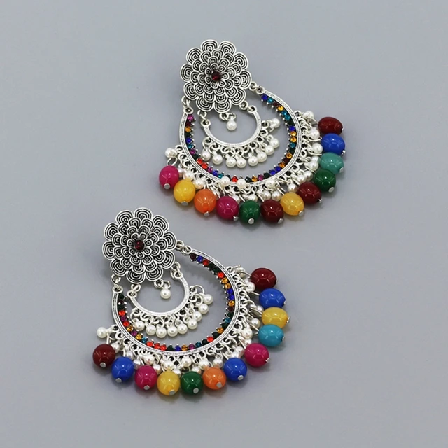 Oxidized Silver Afghani Style Earrings - Festmarket