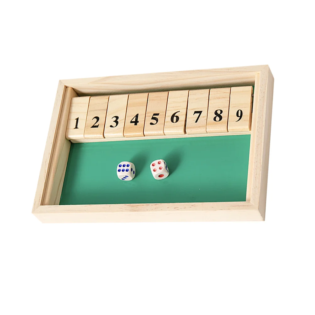 

Flip Game Toys Wood Board Dice Plaything Household Wooden 2 Players with Games Numbers Playset