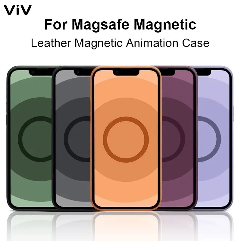 

Original Magnetic Animation Case For Magsafe Wireless Charger Case For iPhone 13 Pro Max 13 Mini Luxury Leather Shockproof Cover