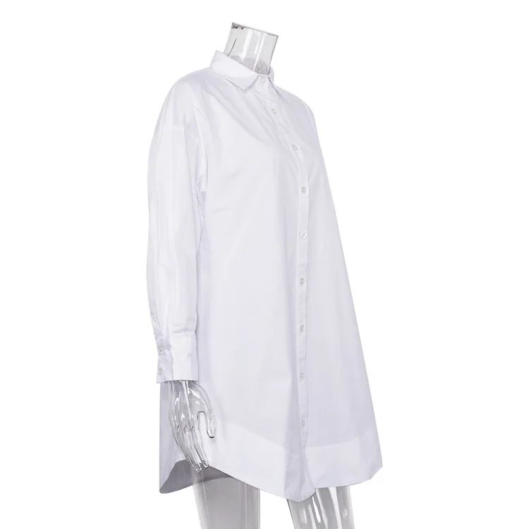 White Loose Fashion Shirts For Women See-Through Patchwork Cardigan Coat Lapel Slim Long Sleeve Oversized Blouse Shirt