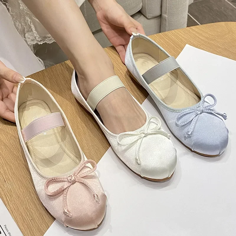 Ballet Flats Designer Women Mary Janes Shoe Round Toe Butterfly-Knot Flat With Casual Outside Summer Spring Slip-On Lolita Shoes