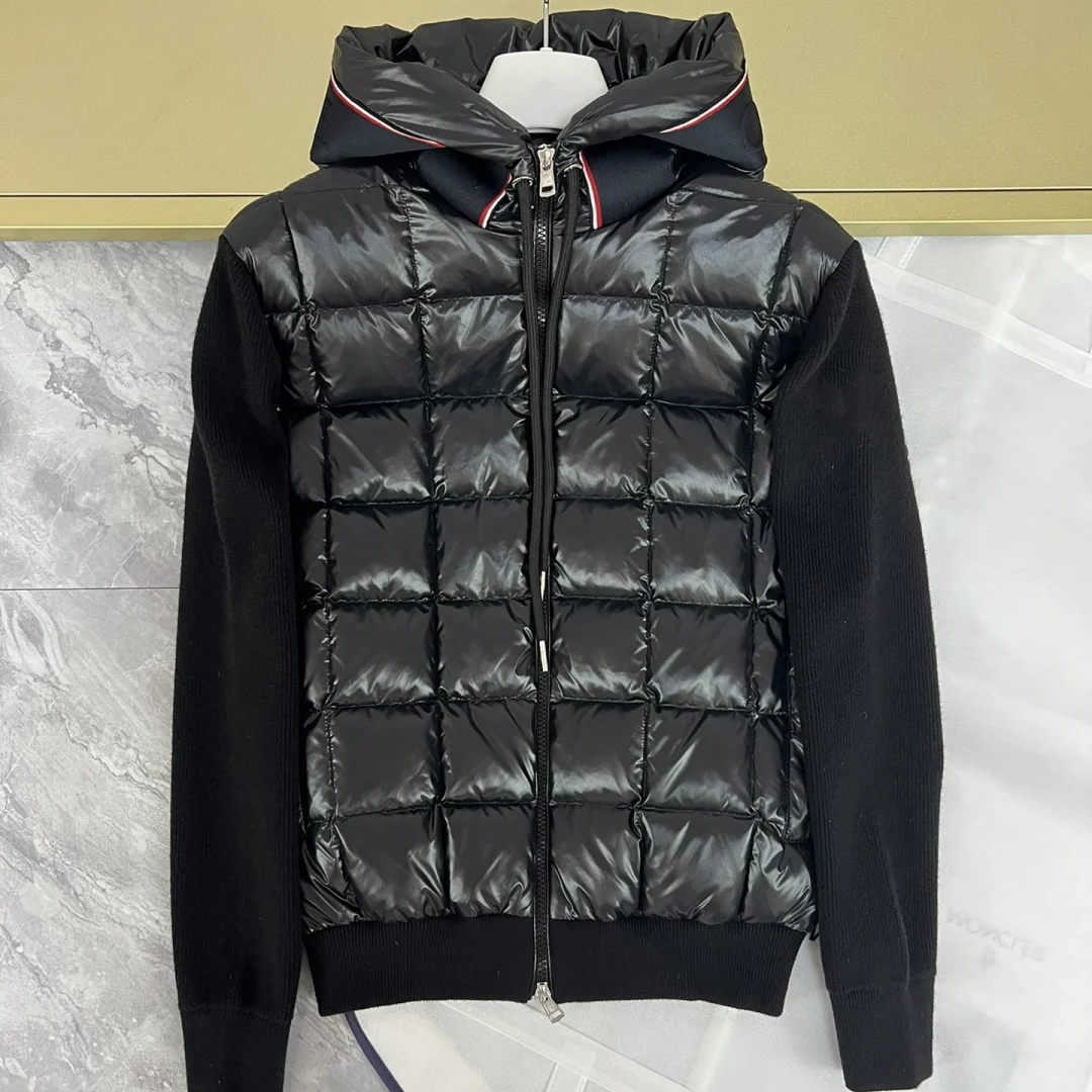 

winter man knitting Splicing Down jacket Leisure coat Home clothing Cotton+wool+95% white goose down comfort warm