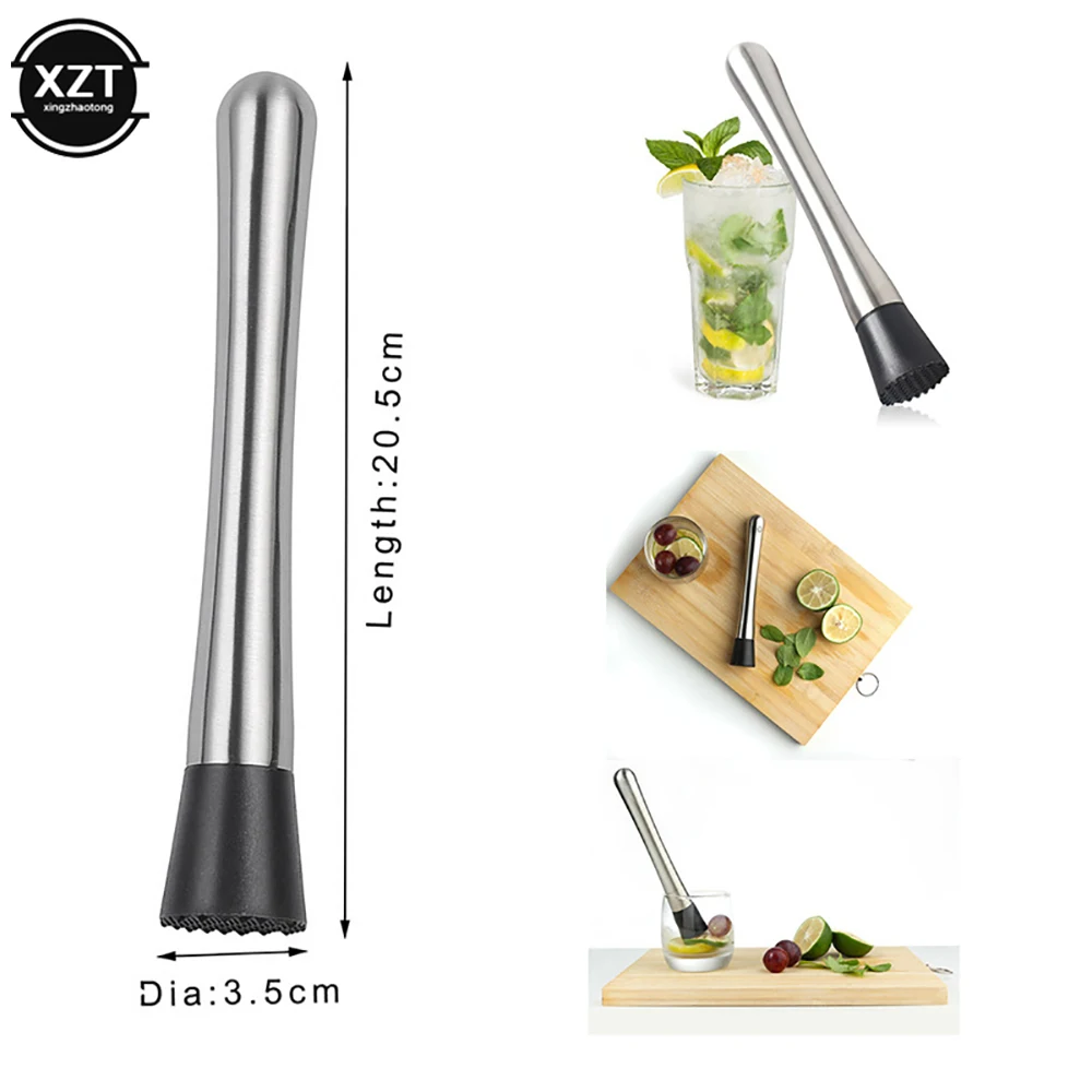 Bar Tools Wine Mixing Stick Cocktail Shaker Mojito Mint Muddler Stainless Steel Ice Crusher Hammer