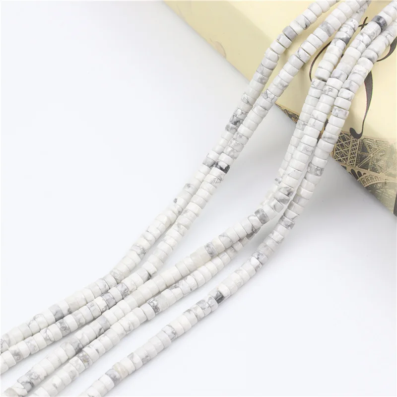 

2x4mm White Turquoises Spacer Beads Flat Round Natural Stone Loose Beads For Jewelry Making DIY Bracelet Wholesale