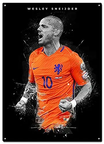 Металлические жестяные знаки STYSLS Wesley Sneijder, Футбольная искусство, декоративные знаки, настенное искусство, домашний декор