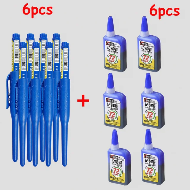 Marqueurs à tête longue étanches de 45mm, 1 à 6 pièces, marqueurs à trous profonds, stylo de charpentier pour carrelage, multi-usages pour le travail du bois, encre noire/bleue/rouge 3 Marqueurs à tête longue étanches de 45mm, 1 à 6 pièces, marqueurs à trous profonds, stylo de charpentier pour carrelage, multi-usages pour le travail du bois, encre noire/bleue/rouge 3