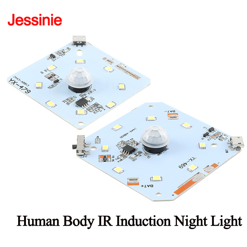 PIR Motion Sensor Human Body IR Infrared Induction Night Light LED Board USB Charge Rechargeable Night Lamp Control Module 2-3M