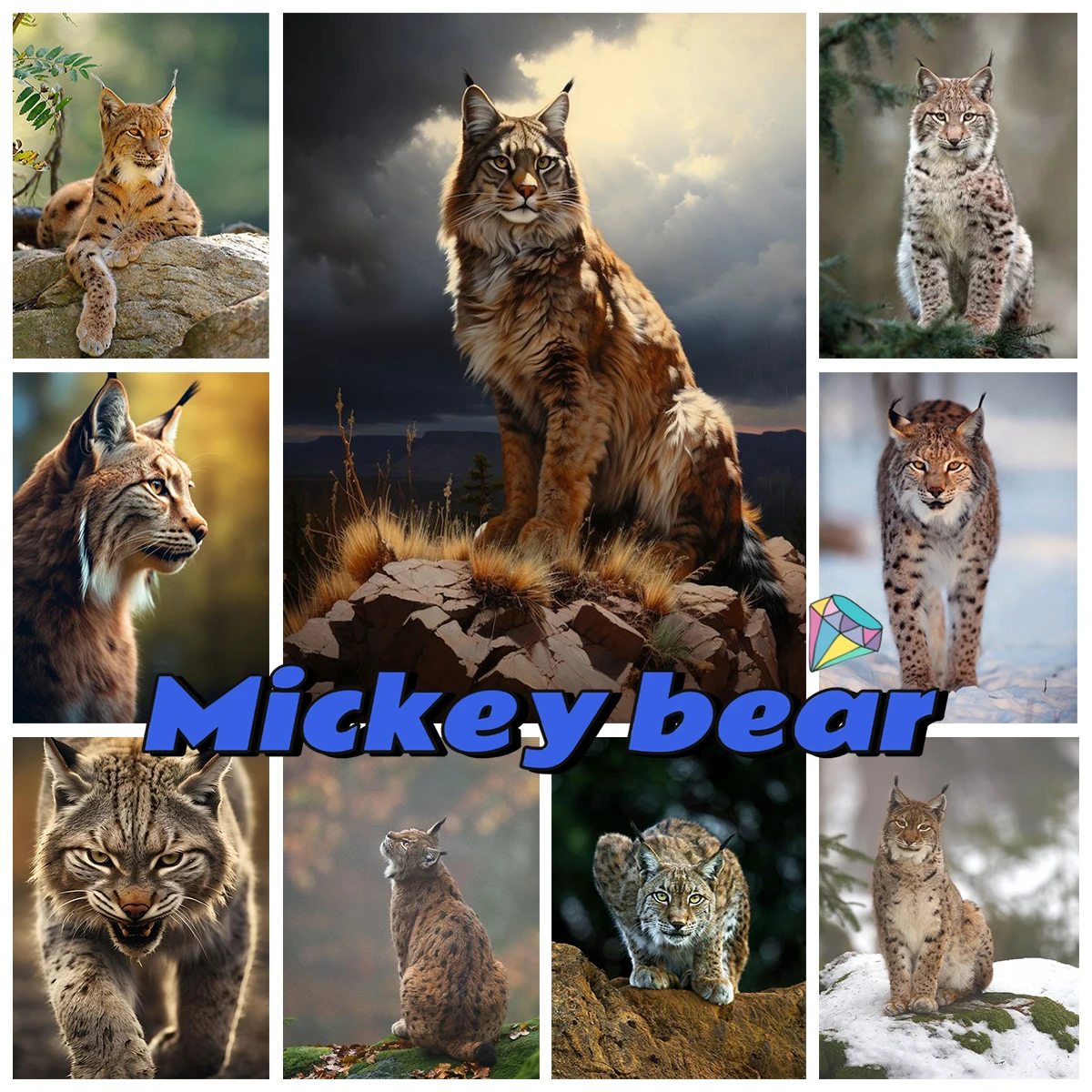 

Eurasian Lynx 5D Diamond Painting Animal and Flowers Diy Diamond Embroidery Cross Stitch Kit Gift Living Room Bedroom Wall Decor