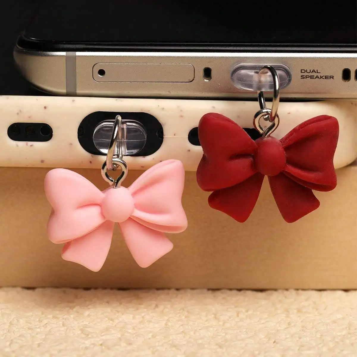 Colorful Bow Tie Phone Dust Plug - Charming Digital Accessory and Charging Port Protector