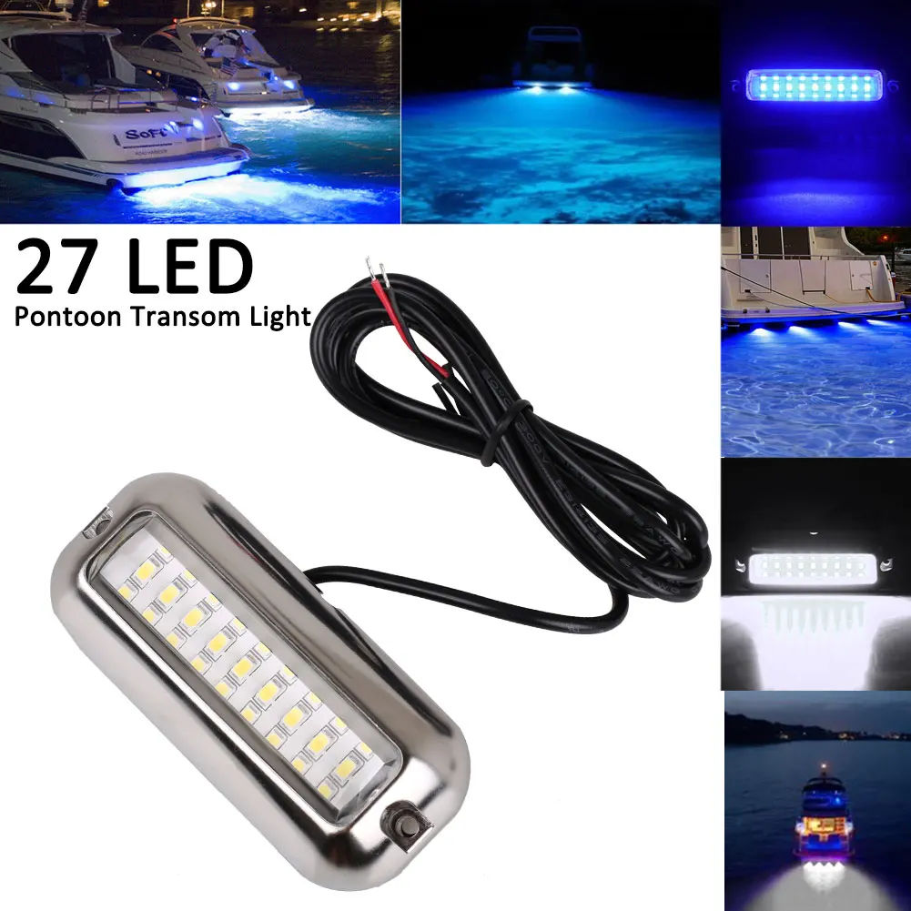 

27 LED Stainless Steel Boat Transom Light Underwater Pontoon Marine Ship Boat Accessories Light Waterproof Marine Light 3528