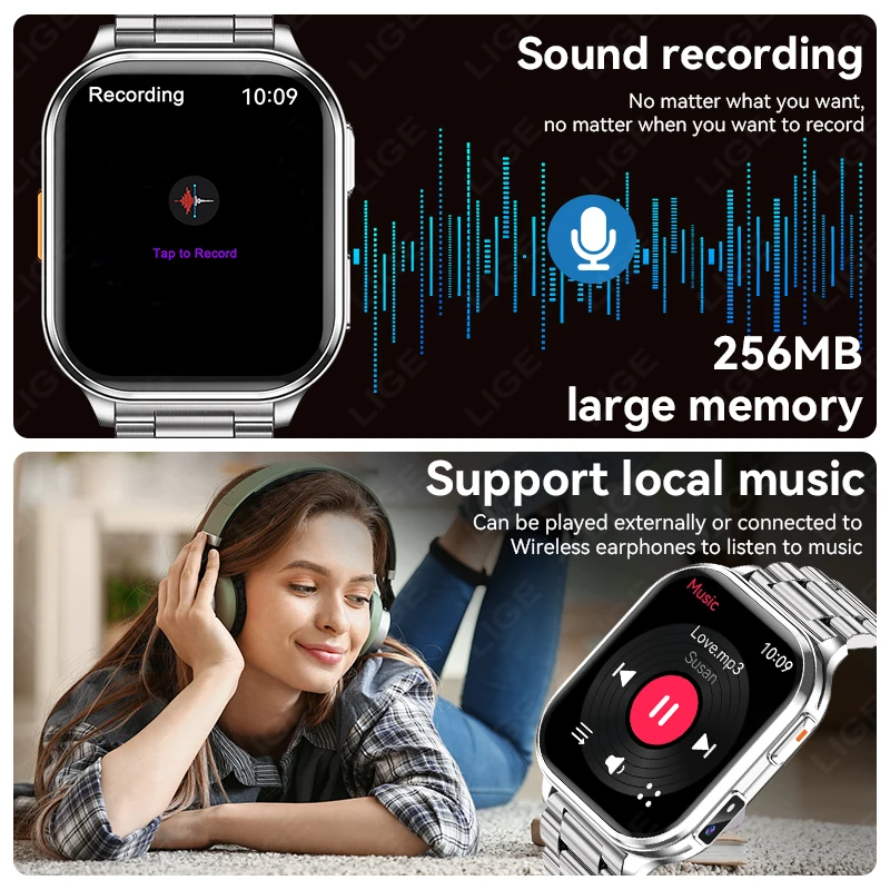 Smartwatch con Fotocamera per Uomo e Donna, Registratore Video e Foto, Monitoraggio Salute, Impermeabile, Fitness, Chiamate Bluetooth, Musica Locale - Image 5