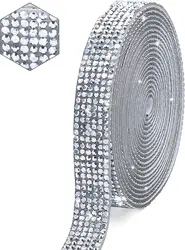 Self-Adhesive Crystal Rhinestone Ribbon for DIY Crafts and Decorations (Mineral silver)