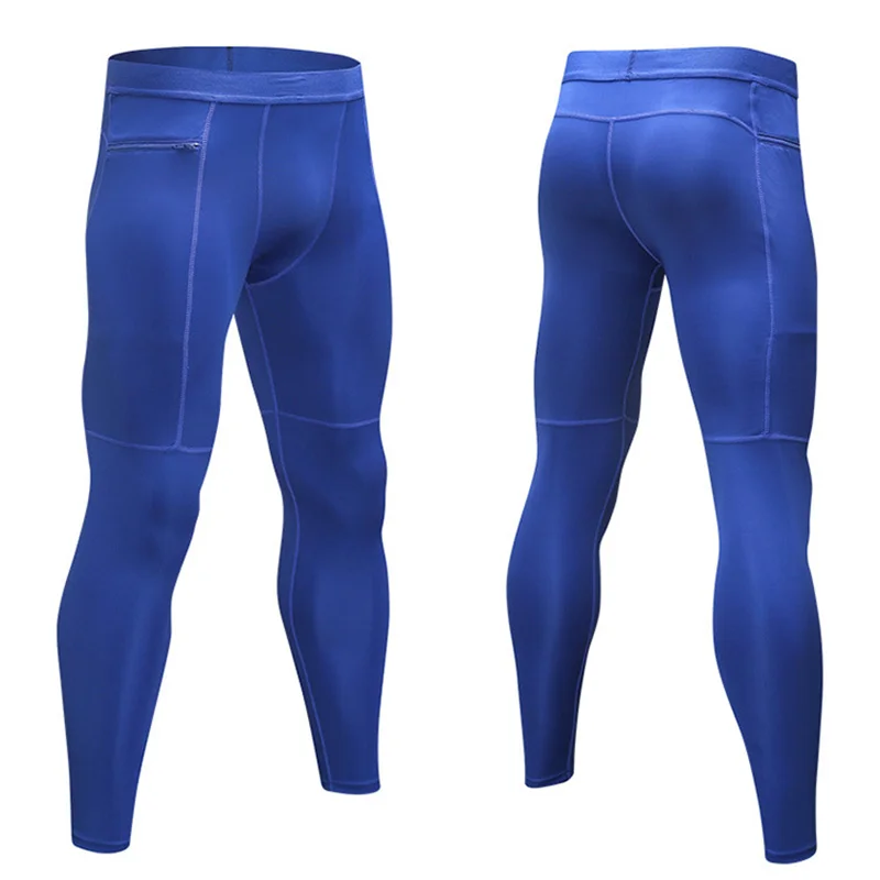Men Running Sports Pants With Zip Pocket Yoga Fitness Workout Training Exercise Tight Cycling Leggings Quick Dry S M L XL 2XL