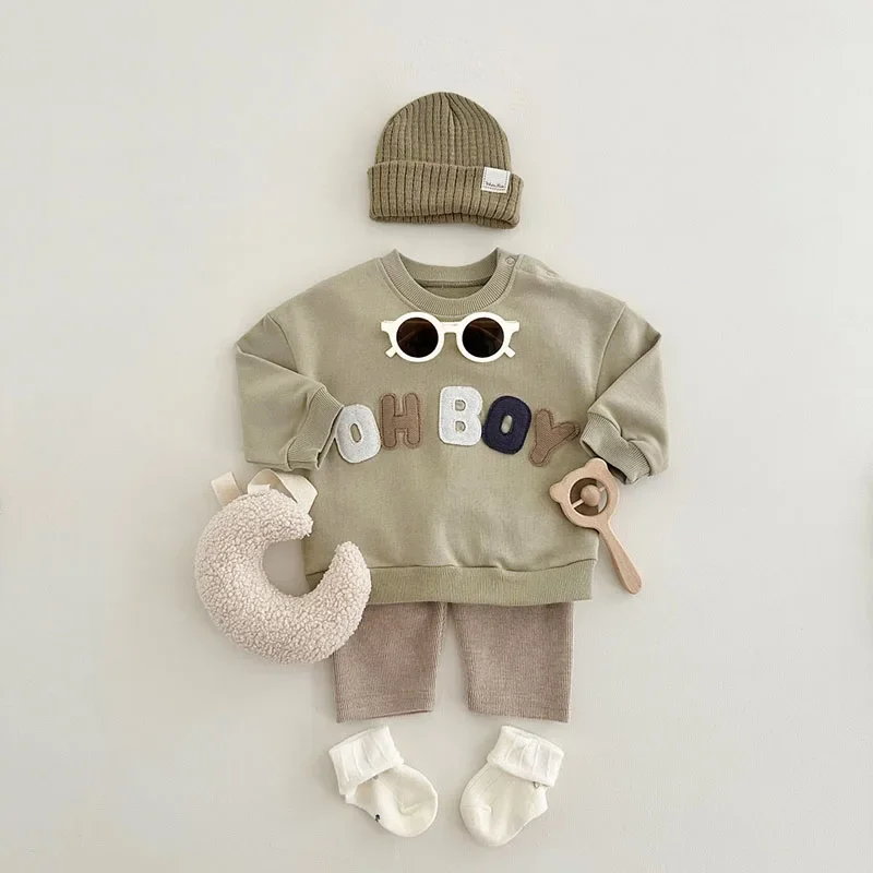 Autumn Cartoon Letter Clothes Set for Baby