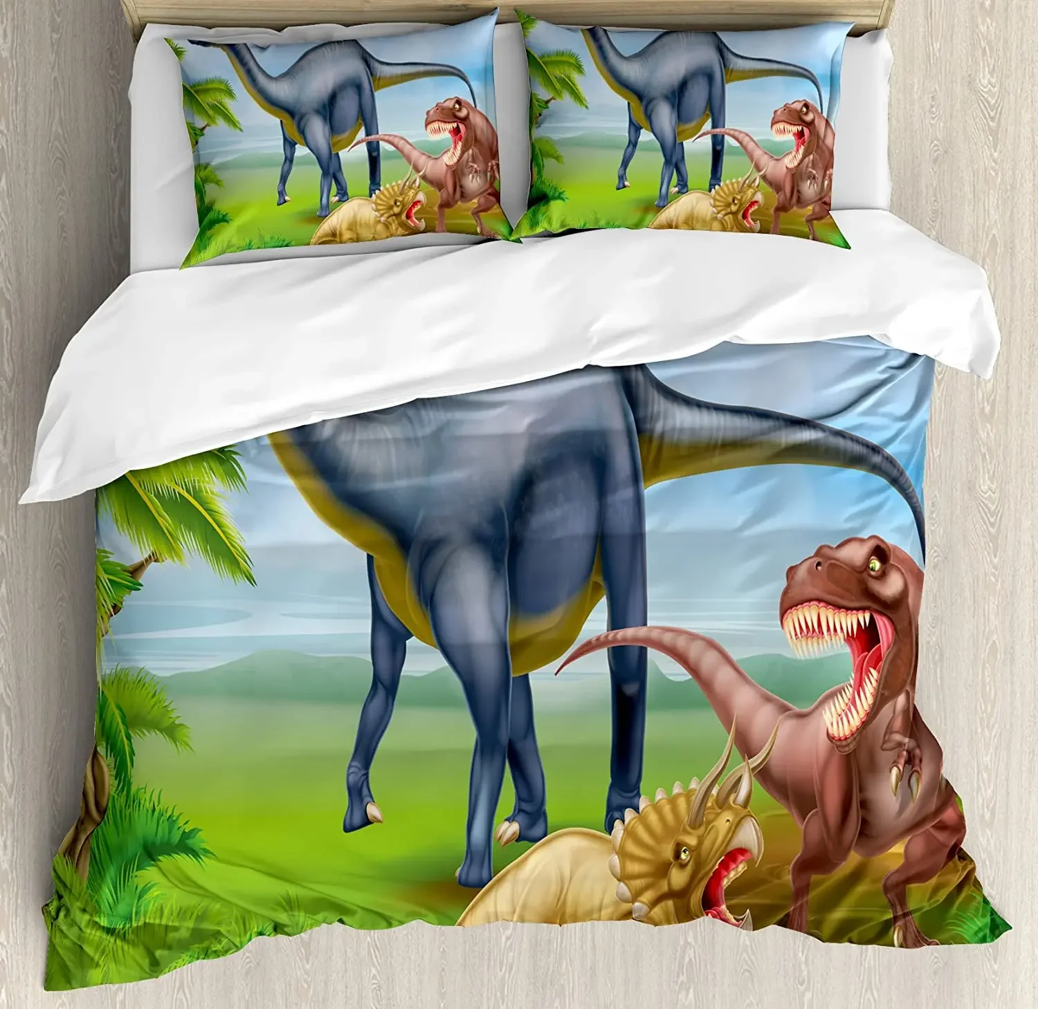 

Dinosaur Bedding Set Different Types of Dinosaurs Natural J 3pcs Duvet Cover Set Bed Set Quilt Cover Pillow Case Comforter Cover