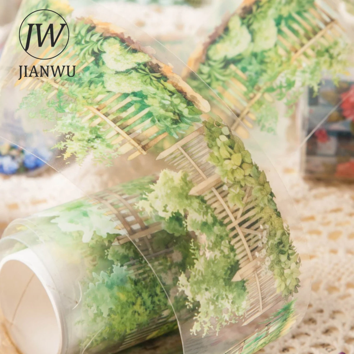 JIANWU 50mm*200cm Fence Plant Series Vintage Flower Landscaping Material Collage PET Tape Creative DIY Journal Stationery 3