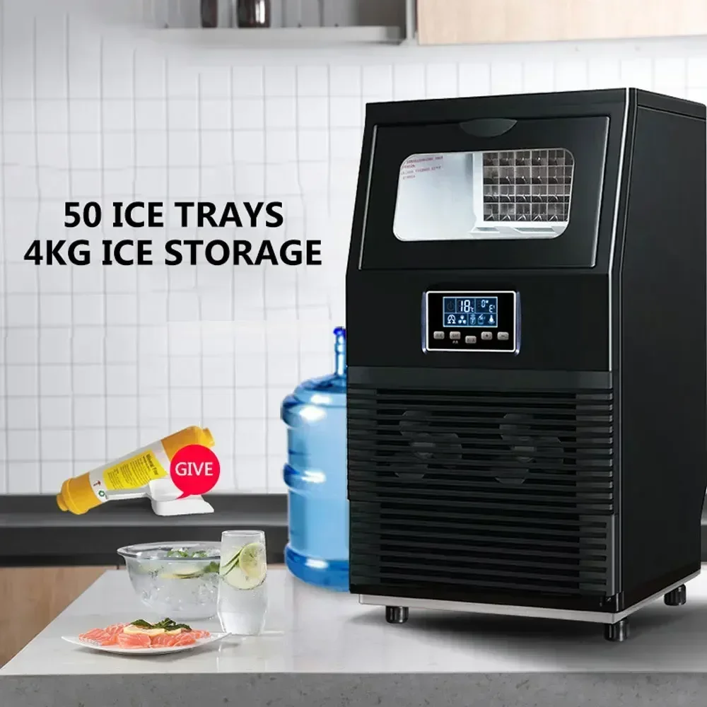 Fully Automatic Cubic Ice Maker, Water Inlet Brake Ice Maker, Desktop Commercial Mini Device.