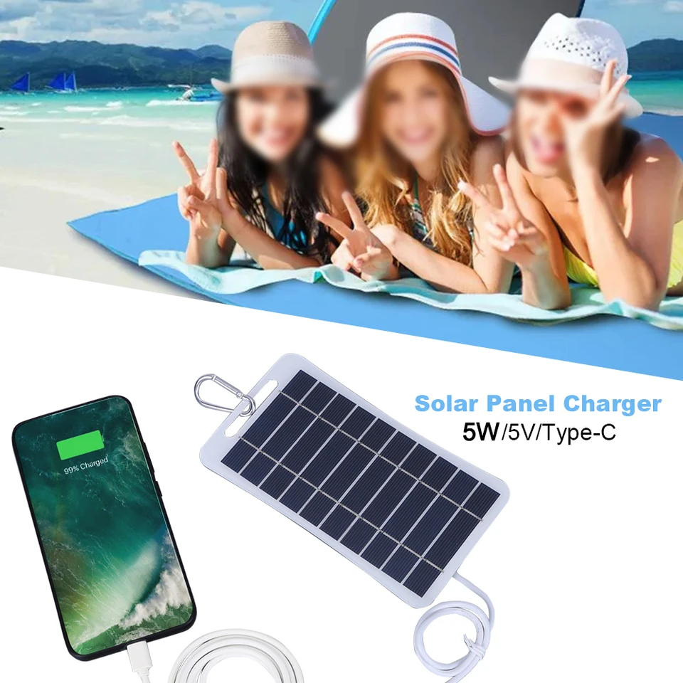 Panneau Solaire USB 5W 5V - Chargeur Portable Pour Téléphone, éclairage Jardin, Modèles, Polysilicium
