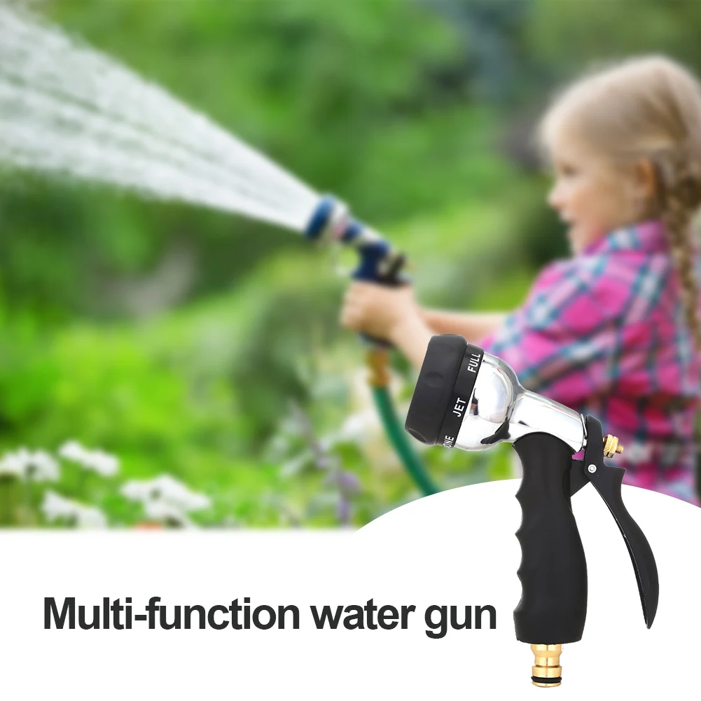 Metal Irrigation Water Gun High Pressure Watering Irrigation Tool with Rubber Handle for Car Garden Lawn Wash for Cleaning