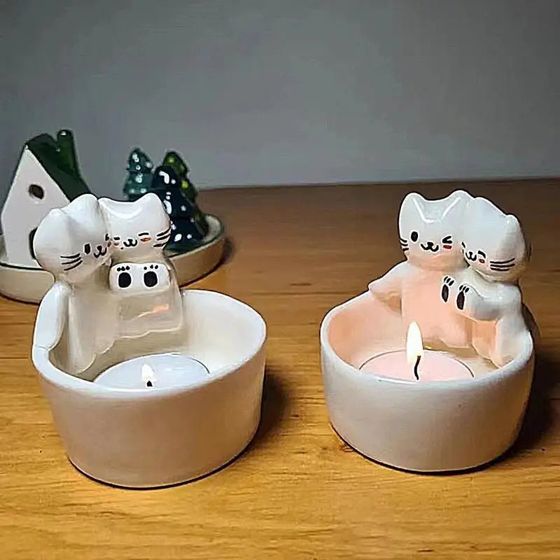 

Cat Warming Paw Candle Holder Cartoon Kitten Candle Holder Decor Cute Candle Holder Candlestick Home Aesthetic Centerpiece Decor
