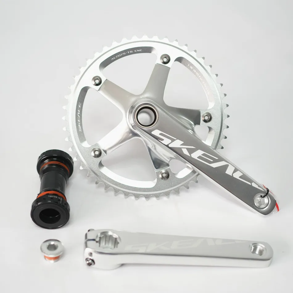 SKEACEのホローテッククランクセット (ピスト用) SKEACE ピストクランクセット 49T 165mm 165mm Bicycle Crankset