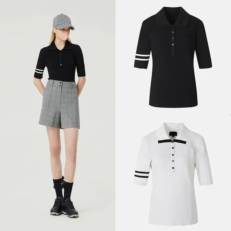 

Golf Women's 23 Summer New Golf Polo Half Sleeve Slim Fit Knit Top Apparel Clothes