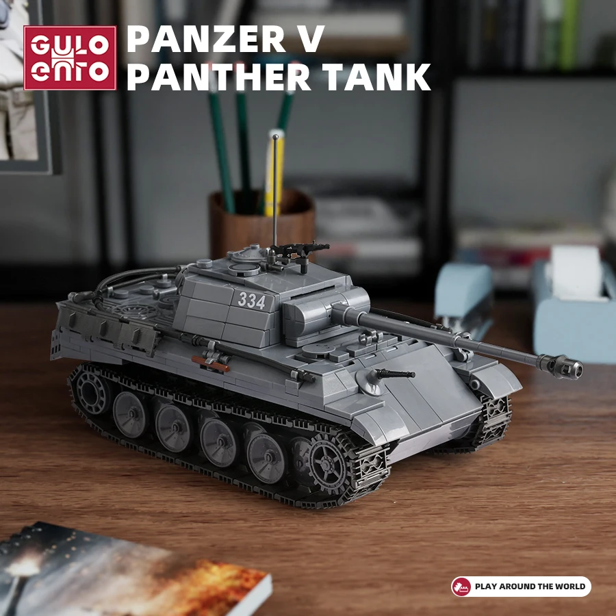 

Panther V WW2 Tank Military Building Blocks German Armored Weapon Bricks Army War Soldier Police Kids Toys Gifts for Adults Boy