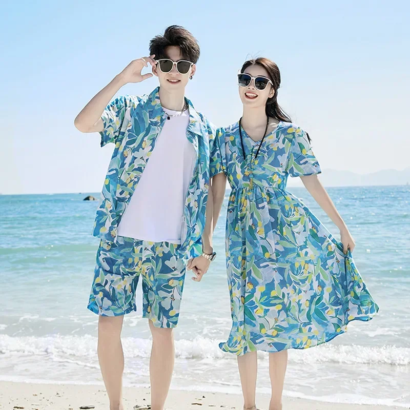 Parent-child Matching Beach Couple Daughter Same Dress Father Son Shirts SetClothes Summer Vacation Look Family Clothing Mother 5