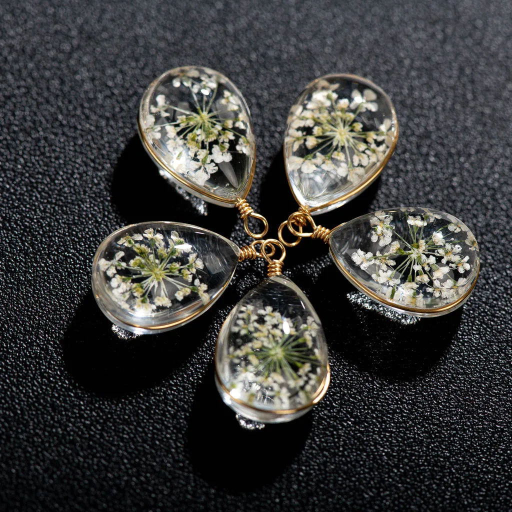 18x13 tropfen förmige Blumen glasperlen mit Haken anhänger Zubehör Material Ohrringe machen z046 – Detail 4