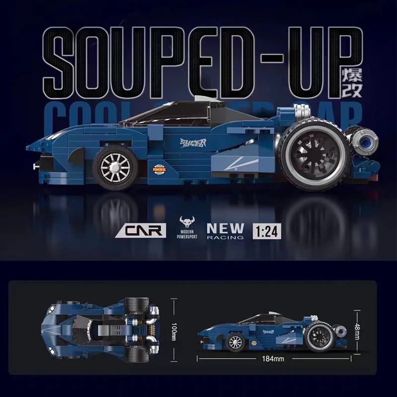 DECOOL Souped-up 슈퍼카 빌딩 블록, 스피드 챔피언 레트로 오토바이 테크니컬 자동차 모델, 브릭 장난감, 어린이 소년 선물