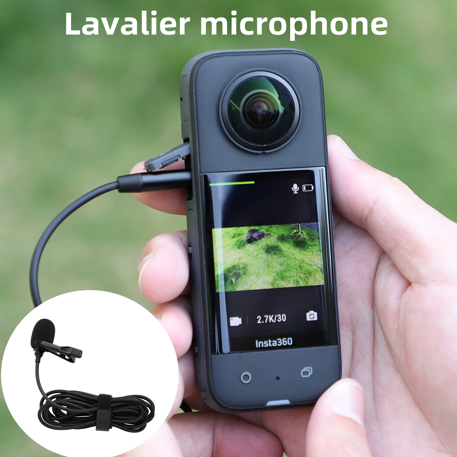 

for Insta360 ONE RS/X2/X3 Lavalier Microphone Sports Camera Recording Microphone Type-C Interface Accessories For DJI Action 3/2