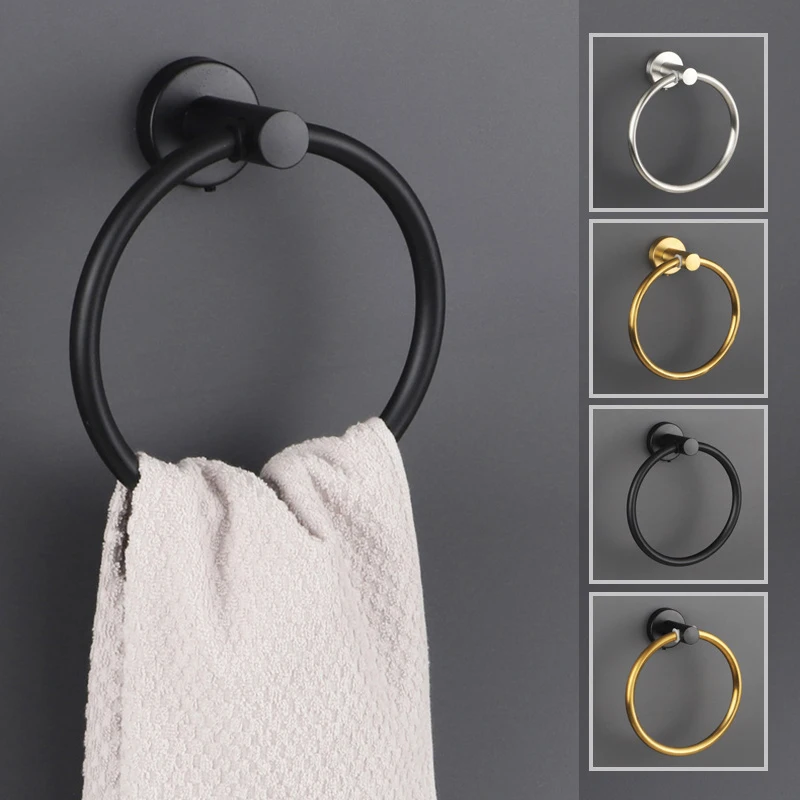 Bathroom Towel Ring Holder Stainless Steel Bathroom Round Towel Ring Wall Mount Round Shelf Hardware Set bathroom towel ring