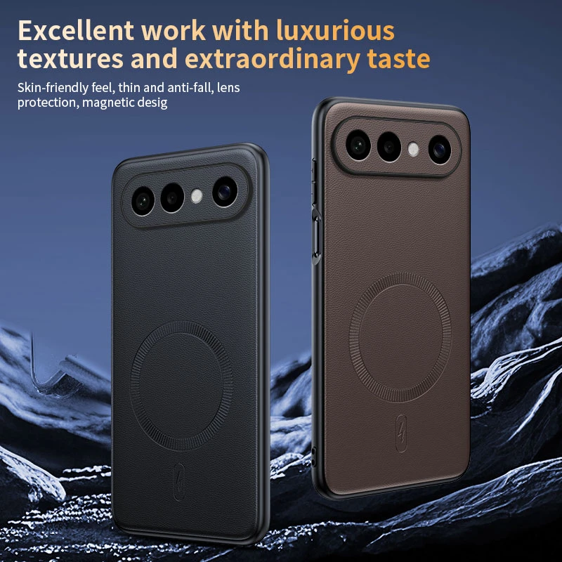 Luxury Magnetic Silicone PU Leather Shockproof Phone Case with MagSafe Compatibility