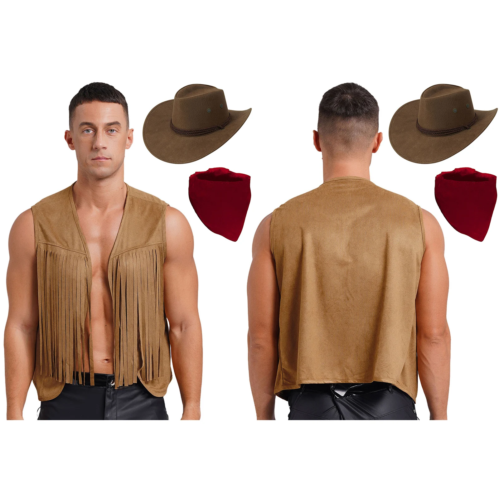 Costume De Cowboy Occidental Pour Homme - Gilet à Franges