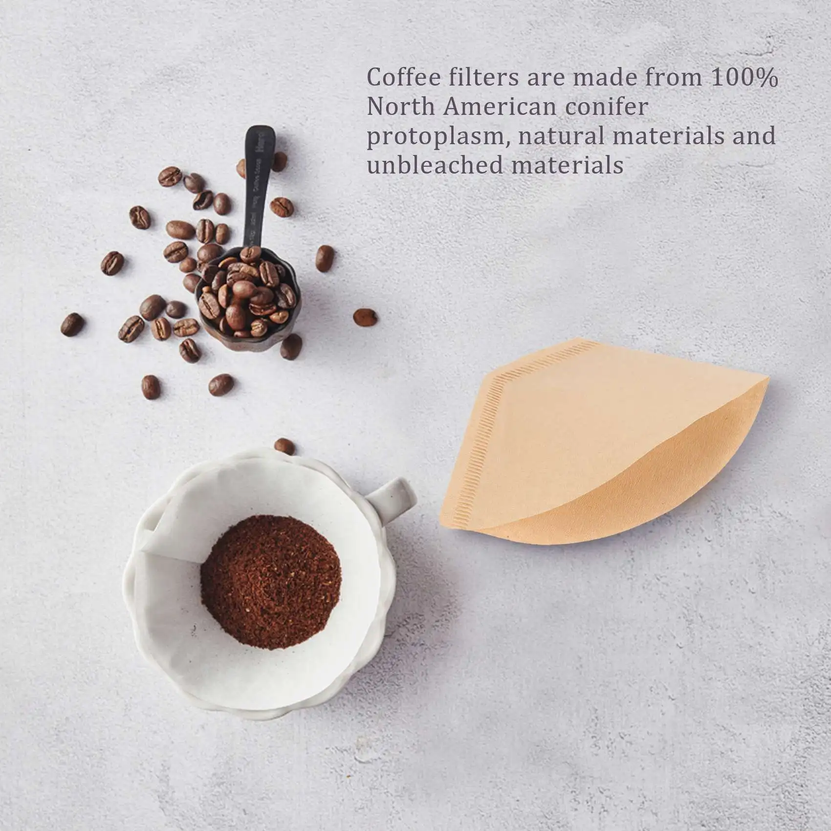 100Pcs Coffee Filters Disposable Cone Paper Coffee Filter Natural Unbleached Filter 4-6 Cup for Pour Over Coffee Makers