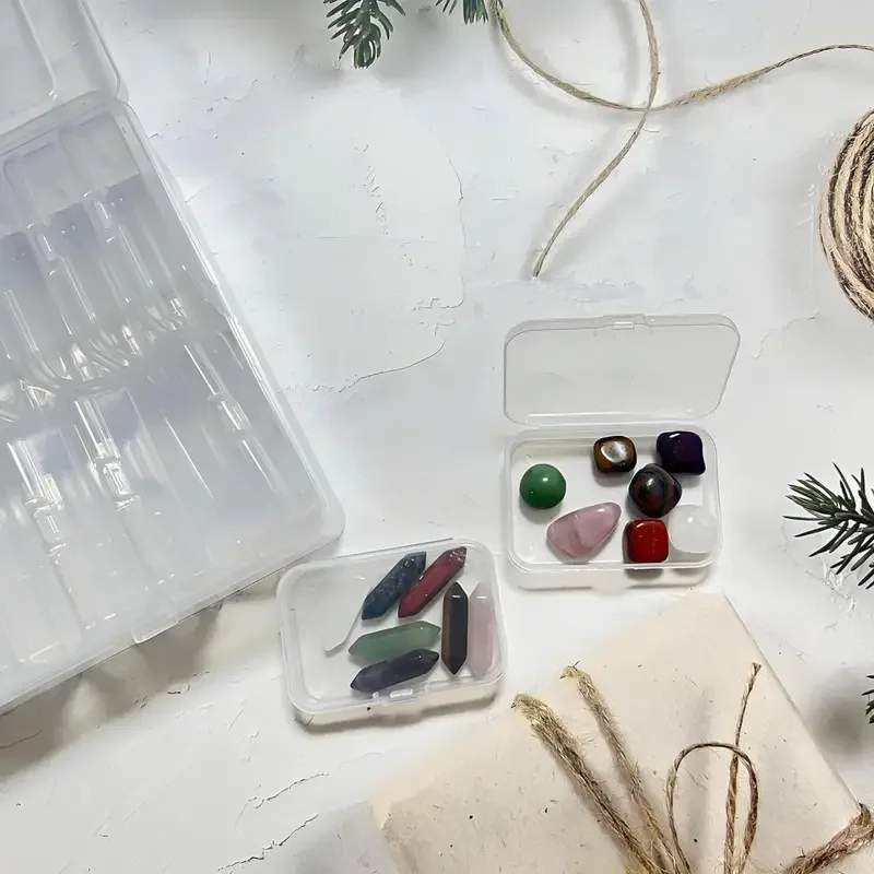 1 Set of Small Beads Finishing Box-26pcs Plastic Storage Box Mini Clear Bead Storage Container with Hinged Lid, Rectangular Cl