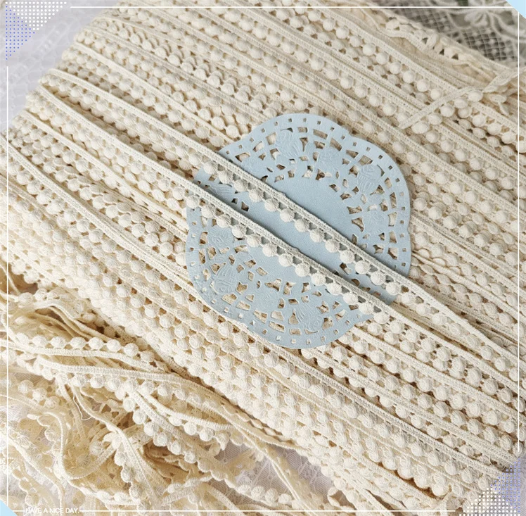 5 Yards Beige Cotton Embroidered Lace Fabric Lace Trim Ribbon Handmade DIY Garment Sewing Supplies Craft For Costume Decoration lace ribbon lace fabric lace sewing accessories lace sewing supplies lace accessories lace garment accessories lace decoration clothing craft accessories