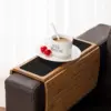 Bamboo Sofa Arm Tray Table Arm Rest Protector Universal Drink Holder Table Couch Flexible Sofa Tray Couch arm Table for snack 1