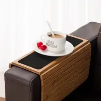 Bamboo Sofa Arm Tray Table Arm Rest Protector Universal Drink Holder Table Couch Flexible Sofa Tray Couch arm Table for snack 1