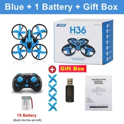 Compact Aircraft Mini Drone with LED Lights - Beginner - Friendly Remote - Controlled Quadcopter Toy (Blue with 1Battery)