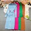 YuooMuoo Chic Fashion Elegant Wrap Hips Knitted Dress 2025 Autumn Winter Long Sleeve Bodycon Dress Korean Office Lady Vestidos