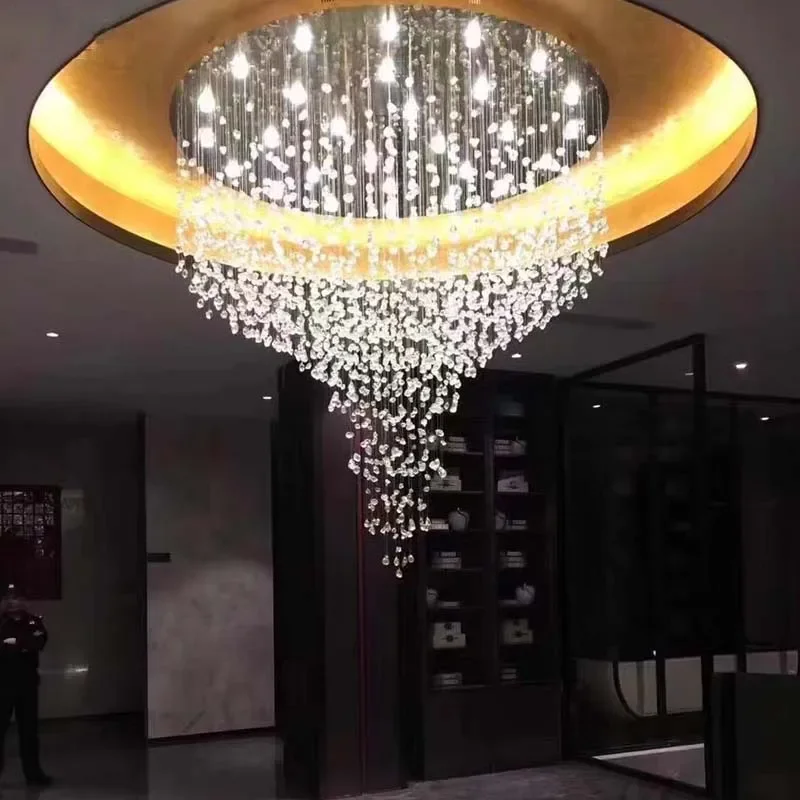 

Large Luxury Cristal Lighting Fixtures Modern Stone Crystal LED Chandelier For Living Room Lobby Indoor Home Decor Hanging Lamps