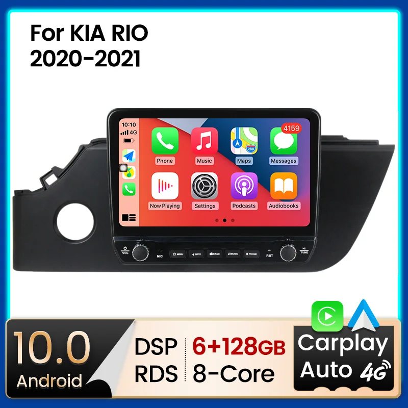 6G+128G Android 10.0 Car Radio Multimedia Audio Player GPS Navigation Video For Kia Rio 4 IV FB 2020-2021 Built-in Carplay Auto |