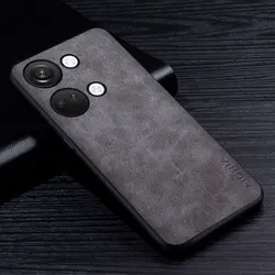 Premium PU Leather Scratch-Resistant Phone Case - Solid Color Protective Cover for Nord 3 (Gray)