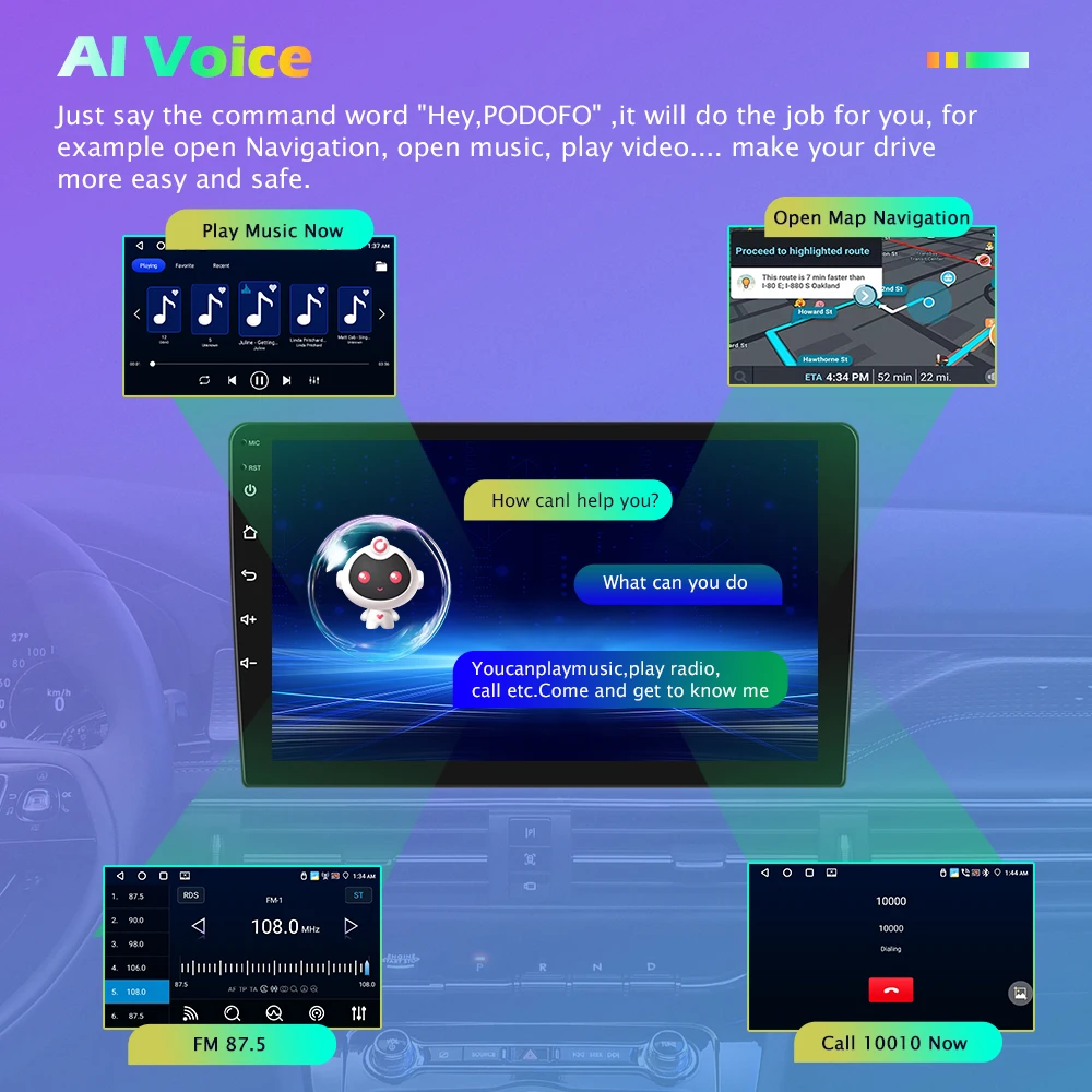Radio de Coche Podofo 2din para Chevrolet AVEO 2011 2012 2013, Carplay, Android Auto, Navegación GPS, FM, RDS, WiFi, DSP, BT, Audio, Autoradio 6
