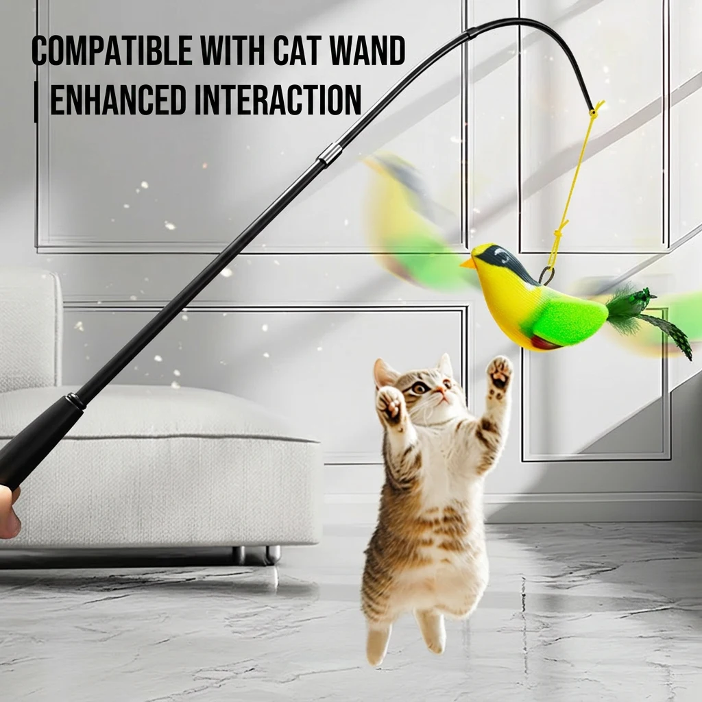 Interactive Bird Sound Cat Toy with Catnip - Wall-Mounted Teaser