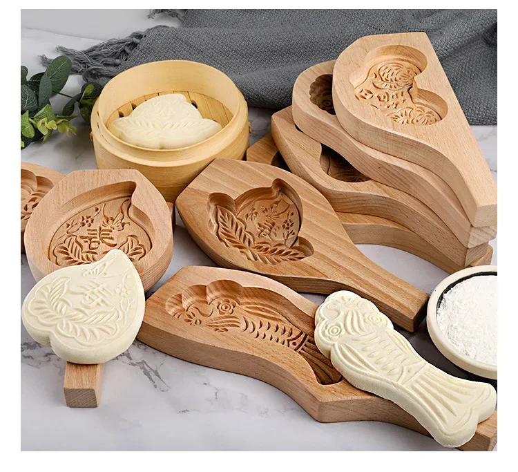 

1Pc Wood Mooncake Baking Mold Cookies Mold 3D Flower Fondant Mooncake Decorating Tools Kitchen Accessories